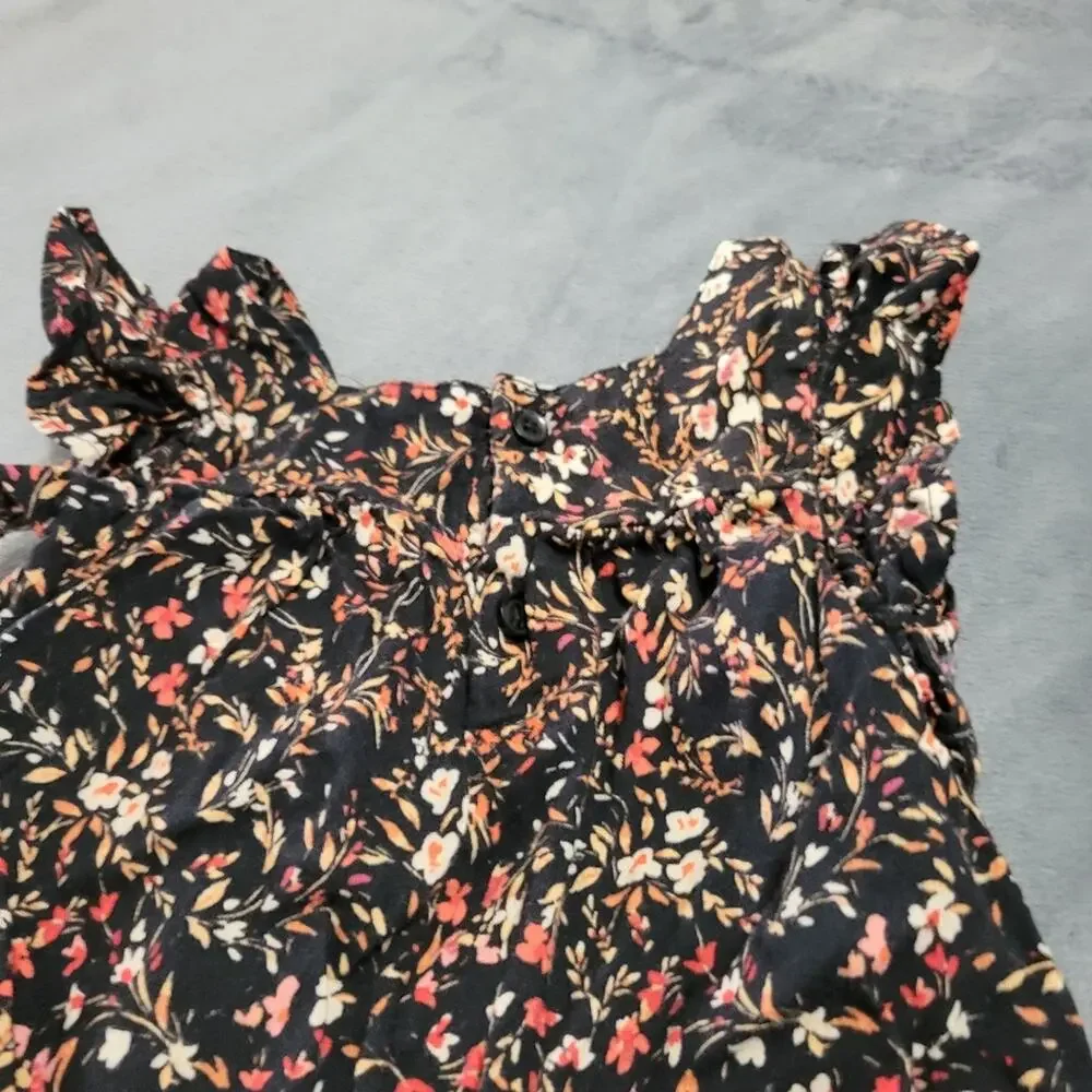 Old Navy Jumpsuits Girls Size 18 Months Black Floral Sleeveless Ruffle One Piece